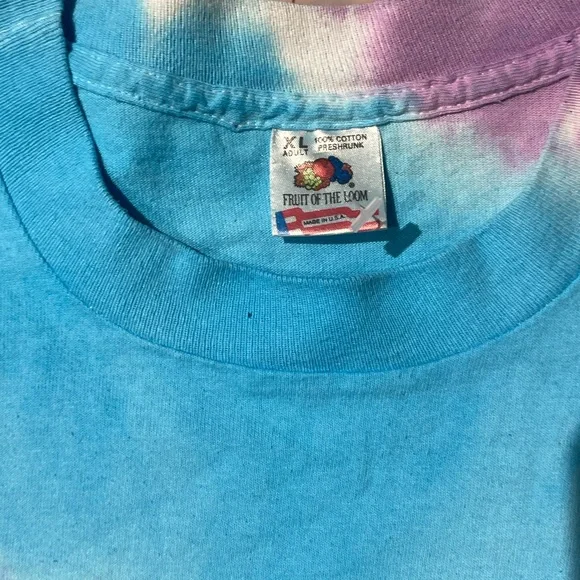 VINTAGE 90s TIE-DYED BLUE PURPLE VOLLEYBALL EASTER SEALS SINGLE STITCH TEE XL - Picture 6 of 10